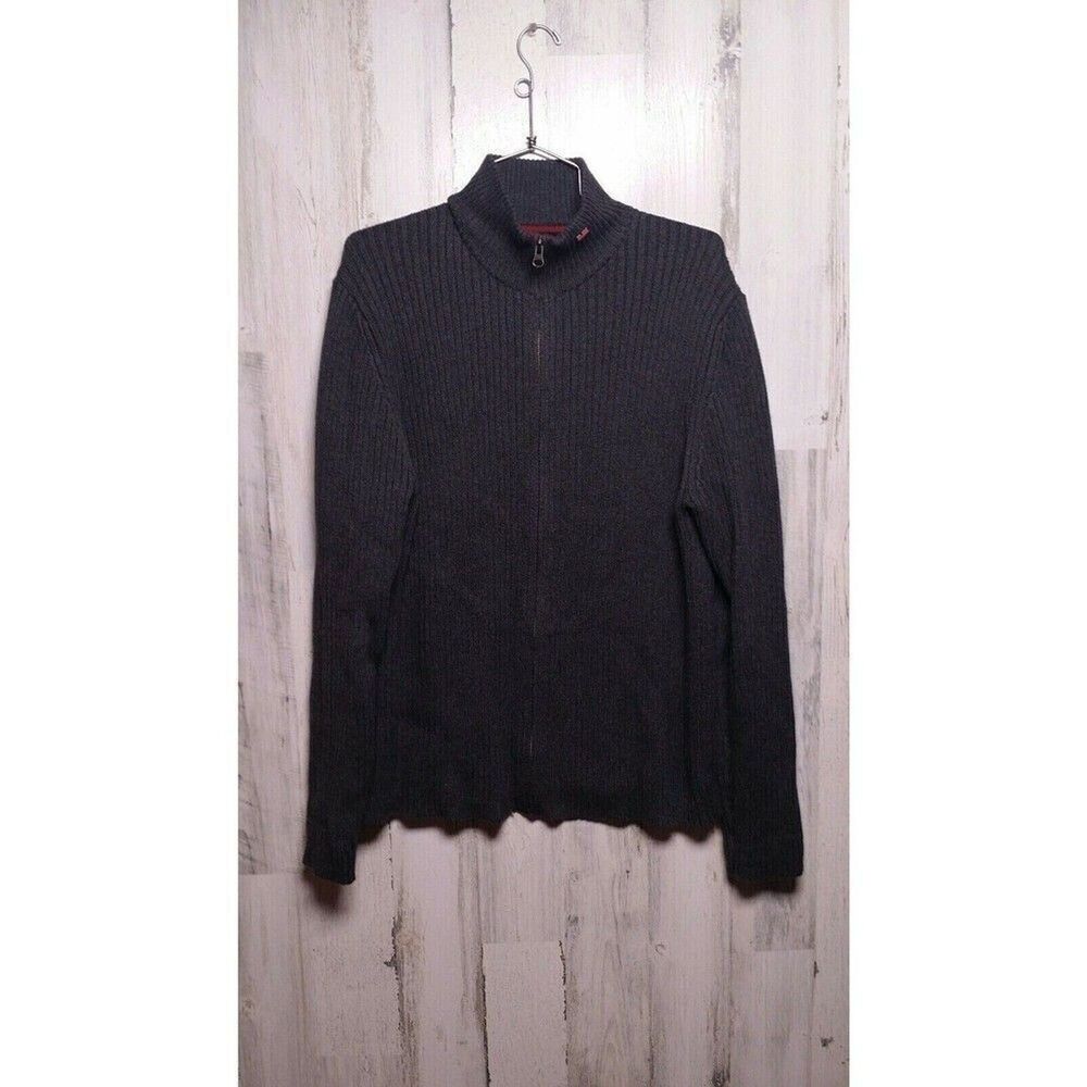 Ralph Lauren Polo Jeans Co Mens Large Gray Full Zip Ribbed Sweater